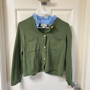 Women's Olive Blazer with Gold Buttons
